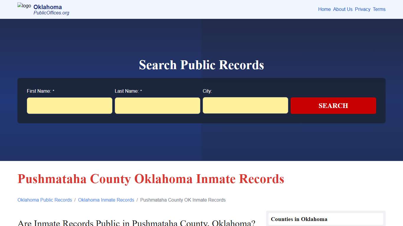 Pushmataha County, OK Inmate Records Search – PublicOffices.org